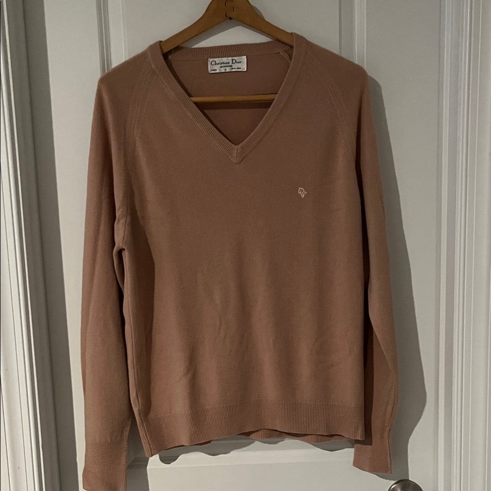 Christian Dior Monsieur Men's V-Neck Sweater in Tan